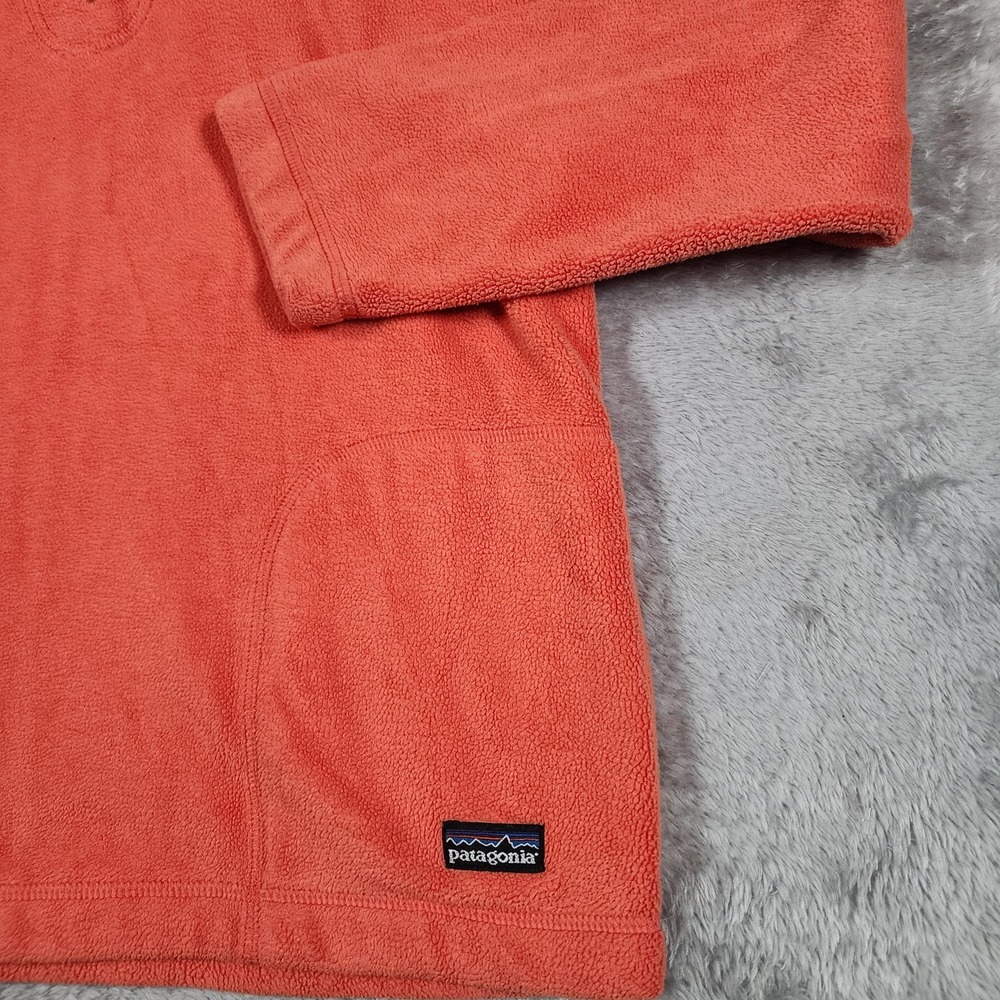 Patagonia Hoodie Girls Large Coral Fleece‎ Pullover Sweatshirt Front Pockets - Picture 3 of 11